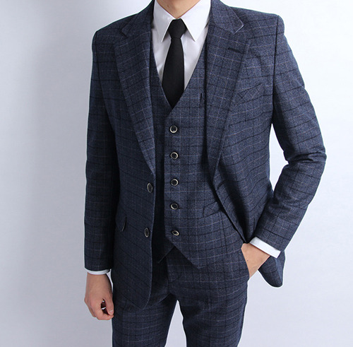 S. ido check suit (navy)