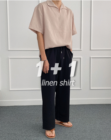 [1+1] 고퀄 린넨 스판 반팔 셔츠 (5 COLOR)